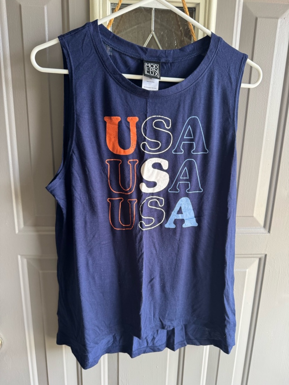 Modern Lux Navy T‑Shirt with White Graphic Detail